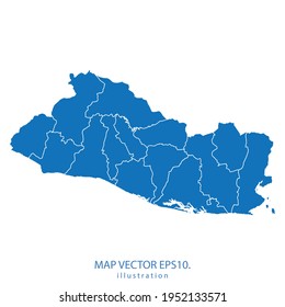 el Salvador map vector EPS.10 blue color. on white background .