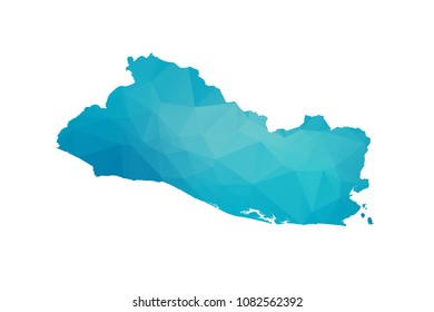 El Salvador map vector illustration in polygonal style,Low poly design on white background
