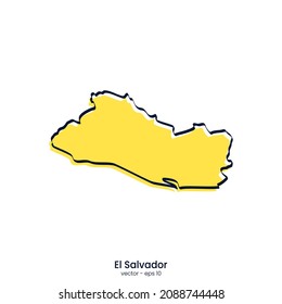 El Salvador map vector illustration template design. Outline style.