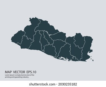 Mapa vectorial de El Salvador aislado en fondo gris