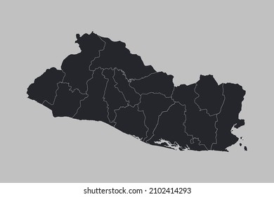 Mapa vectorial de El Salvador aislado en fondo gris