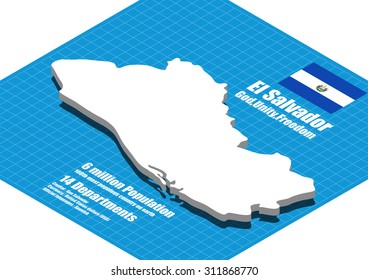 El Salvador map vector three dimensional