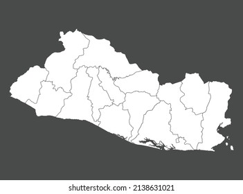 El Salvador map vector, white color, Isolated on gray background