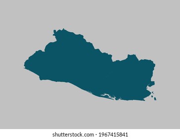 El Salvador map vector,Not isolated ocean blue color on gray background