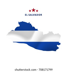 El Salvador map with waving flag. Vector illustration.