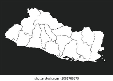 El Salvador map White Color on black Background