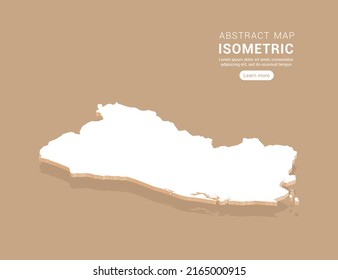El Salvador map white on brown background with isometric vector.