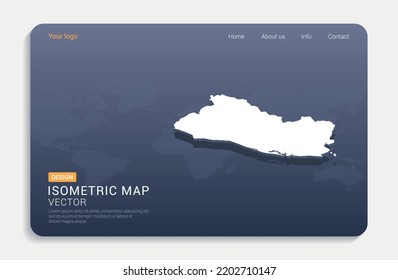 El Salvador map white on blue background with isometric vector.