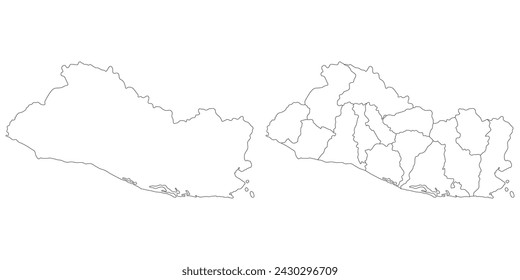 El Salvador map. Map of El Salvador in white set