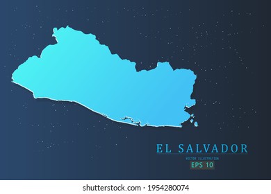 Mapa de El Salvador - Mapa Mundial de la plantilla vectorial internacional con 3d, color azul gradiente y estrellas aisladas en el fondo de la galaxia - Ilustración vectorial eps 10