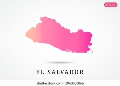 El Salvador Map - World Map International vector template with Pink gradient color isolated on white background - Vector illustration eps 10