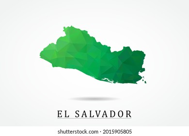 Mapa de El Salvador - Mapa Mundial Plantilla vectorial internacional, bajo estilo de polígono con color verde aislado en fondo blanco - Ilustración vectorial eps 10