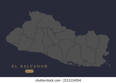 El Salvador Map - World Map International vector template with High detailed including grey and black outline color isolated on black background - Vector illustration eps 10