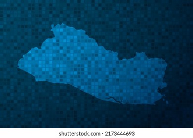 El Salvador Map - World Map international vector template with technology style isolated on blue pixel background for education, design, website, infographic - Vector illustration eps 10