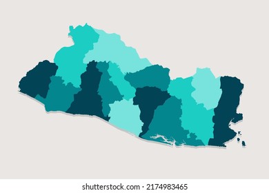 El Salvador Map - World Map International vector template with High detailed including blue and green outline color isolated on white background - Vector illustration eps 10