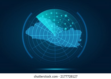 El Salvador Map - World Map International vector template with futuristic circle radar style HUD, GUI, UI interface isolated on blue background for design, infographic - Vector illustration eps 10