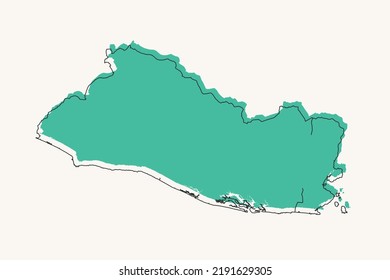 Mapa de El Salvador - Mapa mundial Planilla vectorial internacional con formas geométricas negras y verdes y estilo de líneas aisladas en fondo blanco para diseño, infografía - Ilustración vectorial eps 10