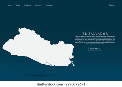 Mapa de El Salvador - Mapa mundial de la plantilla vectorial internacional con 3d color blanco sobre fondo de color azul oscuro y verde gradiente para diseño de plantillas de sitio web, infografía - Ilustración vectorial eps 10