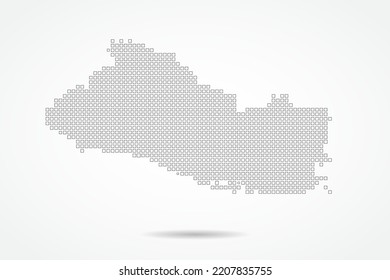 El Salvador Karte - Weltkarte, Vektorvorlage mit quadratischem Pixel dünnen schwarzen und skizzenhaften Stilrichtungen einzeln auf weißem Hintergrund für Bildung, Infografik, Design - Vektorgrafik eps10