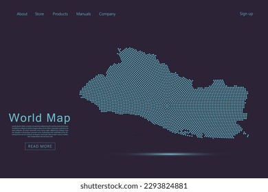 El Salvador Map - World map vector template with blue dots, grid, grunge, halftone style isolated on dark purple background for website, infographic, technology design - Vector illustration eps 10