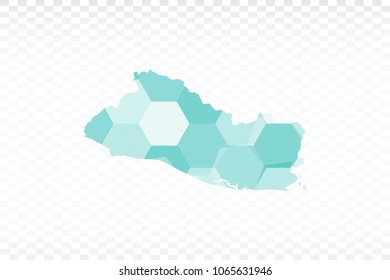 El Salvador map-Polygonal map is made of colorful hexagons using the gradient method. On a plain background. Vector illustration eps 10.