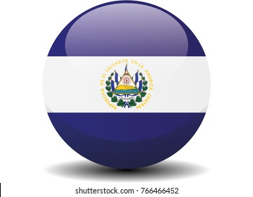 El Salvador national circle button flag background texture. Vector illustration.