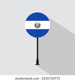 El Salvador National Circle Sign Flag Vector Illustration