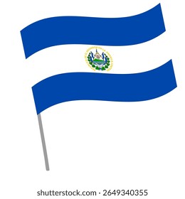 El Salvador national flag flutters with flagpole