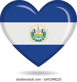 El Salvador national flag in heart shape vector illustration