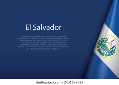 El Salvador national flag isolated on dark background with copyspace