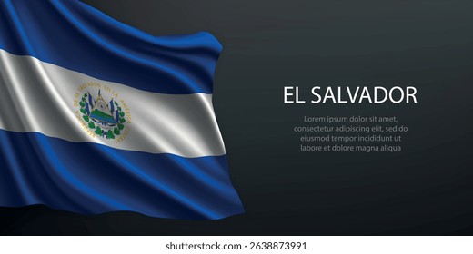 El Salvador national flag with ripples and shadows on a gradient black backdrop