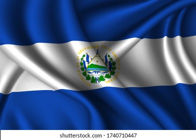 El Salvador national flag of silk. Vector fabric texture