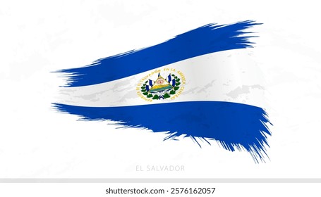 El Salvador National Flag with Textured Brush Strokes. Artistic Brush Stroke Design.