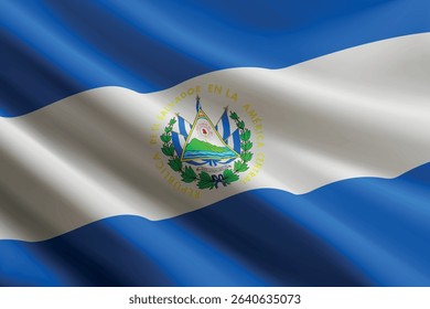 El Salvador national flag waving in the wind, realistic detailed silk texture