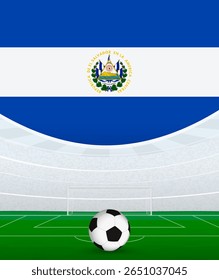 El Salvador National Football Theme, Stadium and Soccer Ball. Soccer Match Concept in El Salvador. Ideal for use in sports event promotions, football themed designs, and tournament advertisements.
