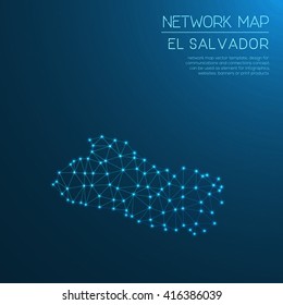 El Salvador network map. Abstract polygonal map design. Internet connections vector illustration.