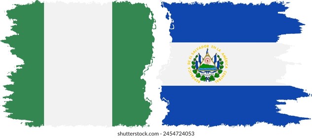 El Salvador and Nigeria   grunge flags connection, vector