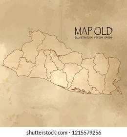 El Salvador on the map of Balkans in soft grunge and vintage style, like old paper with watercolor painting. VectorEPS10