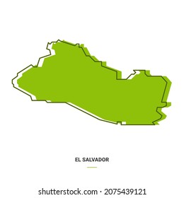 El Salvador Outline Map with Green Colour. Modern Simple Line Cartoon Design - EPS 10 Vector