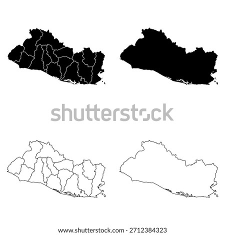 El Salvador Outline and Solid Fill Map Set.