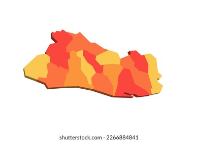 El Salvador political map of administrative divisions - departments. Map with labels.