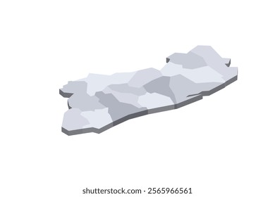 El Salvador political map of administrative divisions - departments. 3D isometric blank vector map in shades of grey.