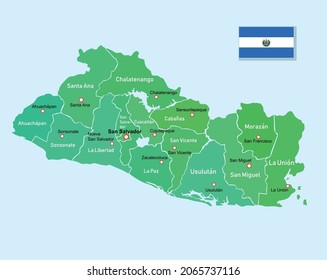 Imagen vectorial Mapa de regiones de El Salvador