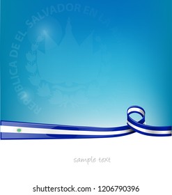 el salvador ribbon flag on blue sky background
