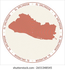 El Salvador round logo design. Country shape build of rings. El Salvador text around the country. Vector Illustration.