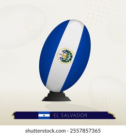 El Salvador Rugby Ball on Rugby Kicking Tees with Modern Design. Illustration perfect for sports, national pride, and rugby-related projects.