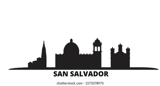 El Salvador, San Salvador city skyline isolated vector illustration. El Salvador, San Salvador travel black cityscape