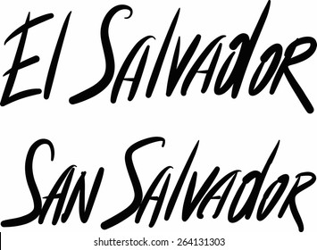 El Salvador, San Salvador, hand-lettered Country and Capital, handmade calligraphy, vector