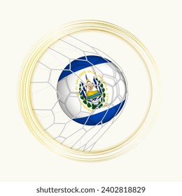 El Salvador scoring goal, abstract football symbol with illustration of El Salvador ball in soccer net. Vector sport illustration.