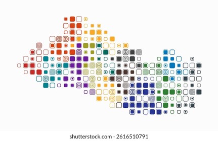 El Salvador, shape of the country built of colored cells. Digital style map of El Salvador on a white background. Large size rounded square blocks. Stylish vector illustration.